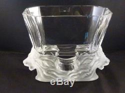 Large LALIQUE Venise Double Lion French Art Glass Vase Bowl PERFECTION