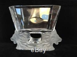 Large LALIQUE Venise Double Lion French Art Glass Vase Bowl PERFECTION