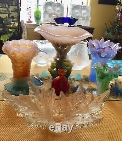 Large LALIQUE Venise Double Lion French Art Glass Vase Bowl PERFECTION