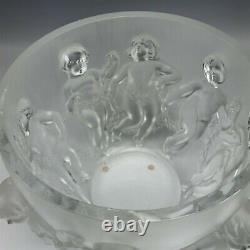 Large Lalique Art Glass LUXEMBOURG Cherubs Frosted French Crystal Bowl Vase DAL