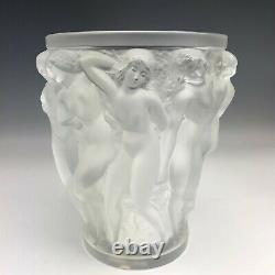 Large Lalique French Art Glass Crystal Bacchantes Nude Women In Relief Vase DAL
