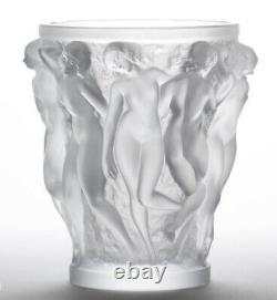 Large Lalique French Crystal Bacchantes Nudes Vase Excellent Condition 9.5 Tall