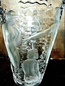 Large Lalique Ondines Crystal Nudes Vase Gorgeous Perfection # 123800