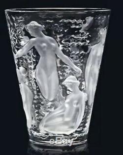 Large Lalique Ondines Crystal Nudes Vase Gorgeous Perfection # 123800