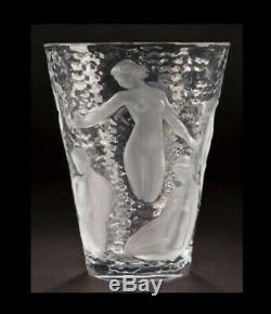 Large Lalique Ondines Crystal Nudes Vase Gorgeous Perfection # 123800