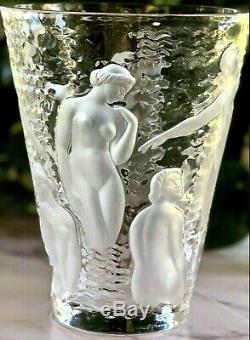 Large Lalique Ondines Crystal Nudes Vase Gorgeous Perfection # 123800
