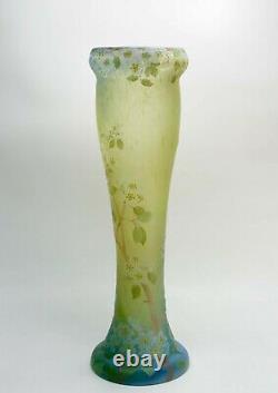 Large Legras French Acid Etched 2-color Cameo Glass 26 inch Vase, circa 1900