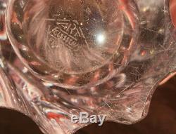 Large Spiral Fluted Top Art Vannes France Le Chatel Nancy Flower Vase Crystal