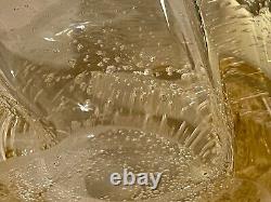 Large Vintage DAUM NANCY FRANCE Glass Vase BUBBLES 10 Yellow Amber