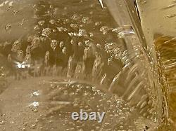 Large Vintage DAUM NANCY FRANCE Glass Vase BUBBLES 10 Yellow Amber