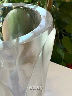 Large and Heavy Lalique Ingrid Vase 10.5 Inches Tall, 18 lbs MINT
