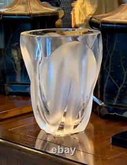 Large and Heavy Lalique Ingrid Vase 10.5 Inches Tall, 18 lbs MINT