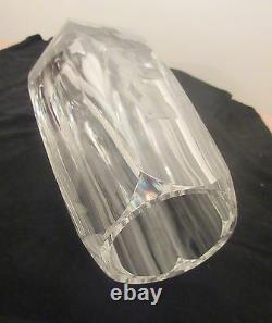 Large antique hand engraved figural Baccarat French cut clear crystal glass vase