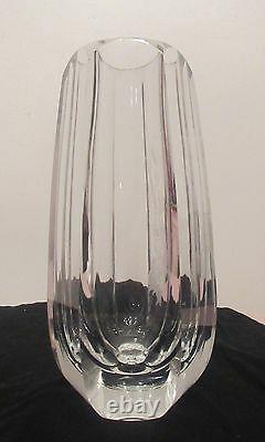 Large antique hand engraved figural Baccarat French cut clear crystal glass vase