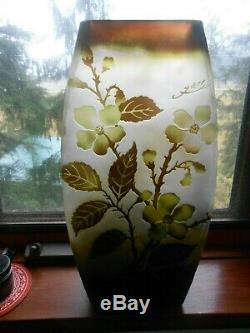 Large vintage Emile Galle reproduction vase dogwood flower signed