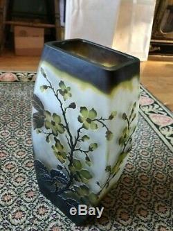 Large vintage Emile Galle reproduction vase dogwood flower signed