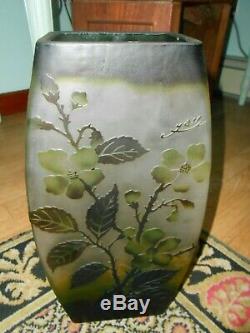 Large vintage Emile Galle reproduction vase dogwood flower signed