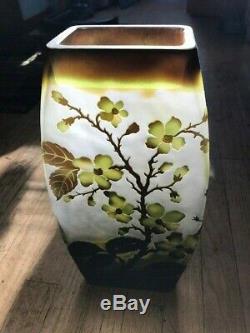 Large vintage Emile Galle reproduction vase dogwood flower signed