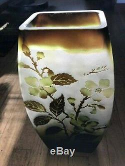 Large vintage Emile Galle reproduction vase dogwood flower signed