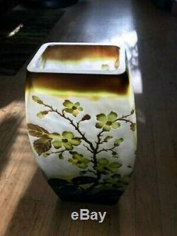 Large vintage Emile Galle reproduction vase dogwood flower signed