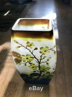 Large vintage Emile Galle reproduction vase dogwood flower signed