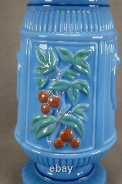 Late 19th Century Saint Louis Bambous Et Bouquets Molded Opaline Vase C. 1890s