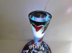 Le Verre Français Overlaid, Acid-Etched, Wheel-Carved art Glass Vase 14 tall