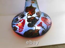 Le Verre Français Overlaid, Acid-Etched, Wheel-Carved art Glass Vase 14 tall