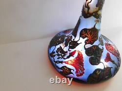 Le Verre Français Overlaid, Acid-Etched, Wheel-Carved art Glass Vase 14 tall