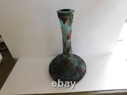 Le Verre Français Overlaid, Acid-Etched, Wheel-Carved art Glass Vase 14 tall