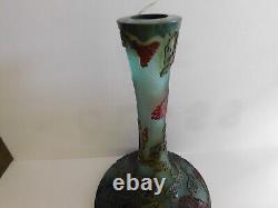 Le Verre Français Overlaid, Acid-Etched, Wheel-Carved art Glass Vase 14 tall