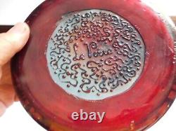 Le Verre Français Overlaid, Acid-Etched, Wheel-Carved art Glass Vase 14 tall