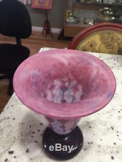 Le Verre Francaise Vase Art Deco 8.5 Tall Schneider Cameo Pink