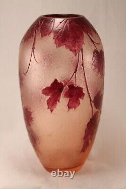 Legras Amethyst Cameo Glass Vase Ice Textured France