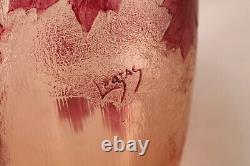 Legras Amethyst Cameo Glass Vase Ice Textured France