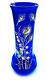 Legras Art Nouveau French Sapphire High Relief Enameled Blue Art Glass Vase