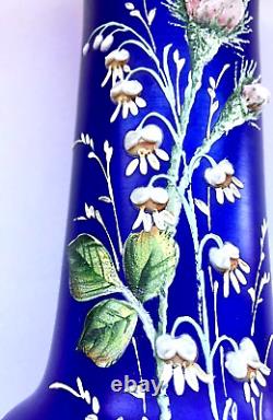Legras Art Nouveau French Sapphire High Relief Enameled Blue Art Glass Vase
