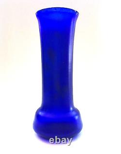 Legras Art Nouveau French Sapphire High Relief Enameled Blue Art Glass Vase
