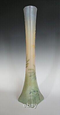 Legras France Antique Art-nouveau Cameo & Enamel Paint Decorated Glass Vase
