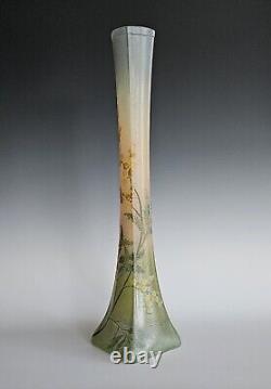 Legras France Antique Art-nouveau Cameo & Enamel Paint Decorated Glass Vase