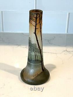 Legras French Cameo Vase With Wooded Landscape Scene France 6 1/4