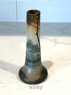 Legras French Cameo Vase With Wooded Landscape Scene France 6 1/4