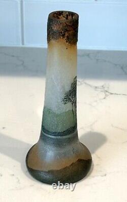 Legras French Cameo Vase With Wooded Landscape Scene France 6 1/4
