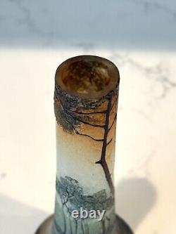 Legras French Cameo Vase With Wooded Landscape Scene France 6 1/4