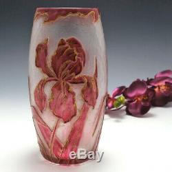 Legras Mont Joye Cameo Irises Vase c1900