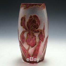 Legras Mont Joye Cameo Irises Vase c1900