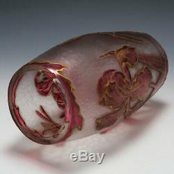 Legras Mont Joye Cameo Irises Vase c1900