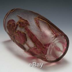 Legras Mont Joye Cameo Irises Vase c1900