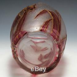 Legras Mont Joye Cameo Irises Vase c1900