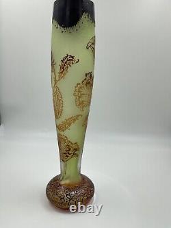 Lesage, French Cameo Glass Vases With Flowers